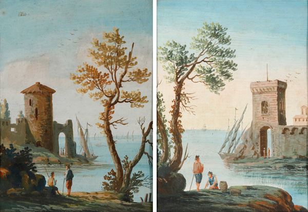 Scuola del XIX secolo Vedute costiere