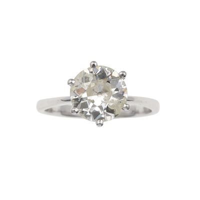 Anello con Diamante di Vecchio Taglio per Ct 2.50 Circa, Diamante Danneggiato