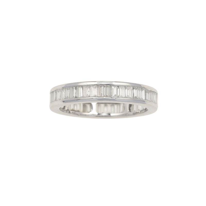 Anello a rivière con diamanti taglio baguette  - Asta Gioielli - Cambi Casa d'Aste