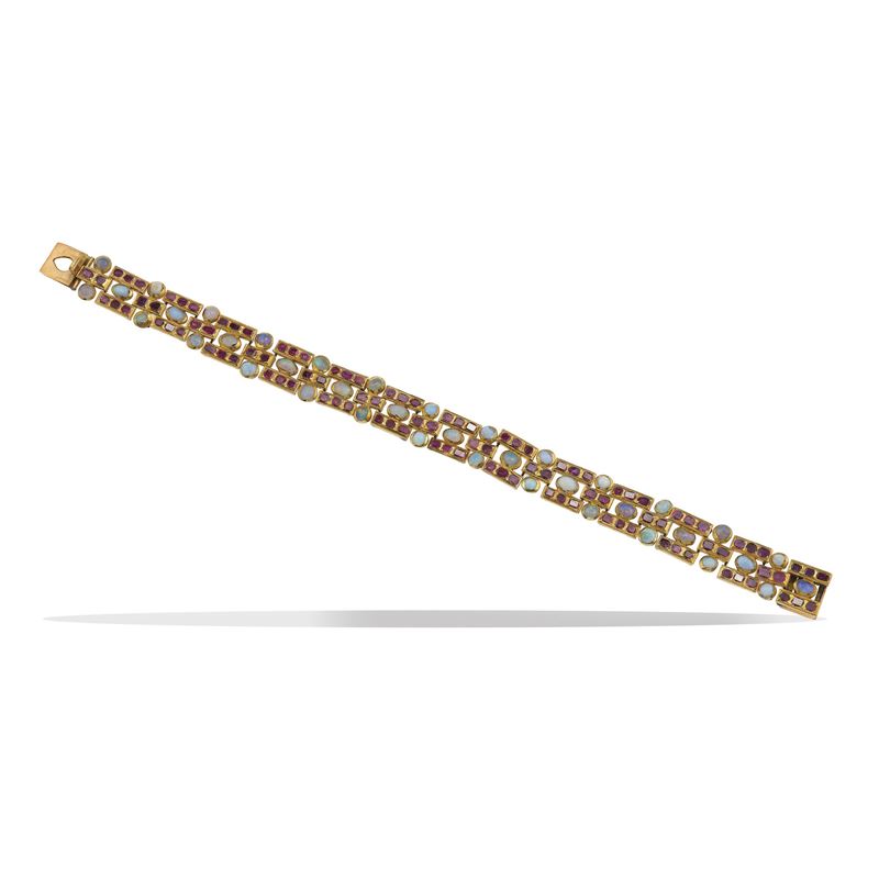 Opal, ruby, enamel and gold bracelet. Damages  - Auction Fine Jewellery - Cambi Casa d'Aste