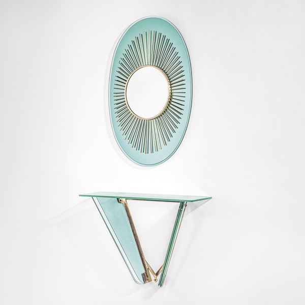 Rara specchiera con consolle a parete.