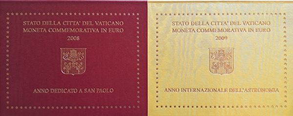 Vaticano 2008 e 2009 - 2 folder da 2 Euro commemorativi FdC.