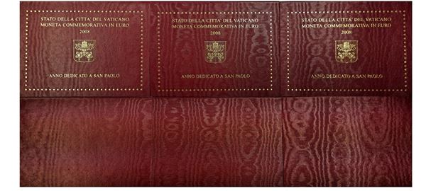 Vaticano 2008 - 3 monete da 2 Euro commemorativi FdC.