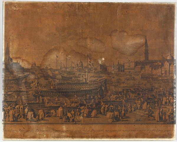 Brustolon Giovanni Battista (1718-1796) da Canal Giovanni Antonio detto Canaletto (1697-1768) Solennità nel giorno dell'Ascensione .. Il Doge di Venezia interviene nel giorno di Pasqua .. Feste nel giovedì grasso, nei tempi della Repubblica di Venezia, festa mascherata  Parlata del Doge di Venezia alla Nobiltà ..