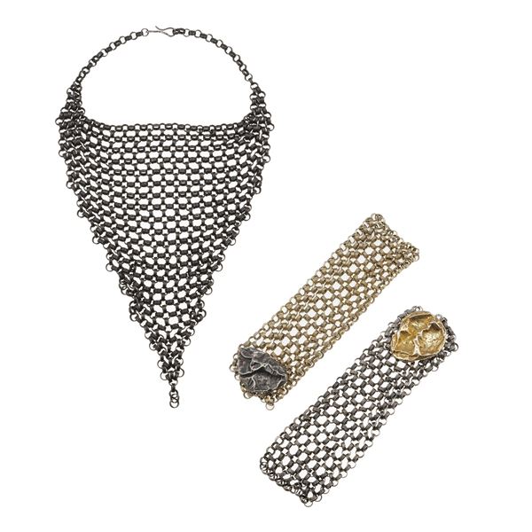 Two bracelets and one necklace. Signed Hedy Martinelli