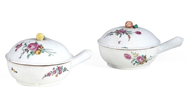 Coppia di padellini con coperchio Torino, Manifattura di Vinovo, periodo Hannong-Gioanetti, verso il 1780 