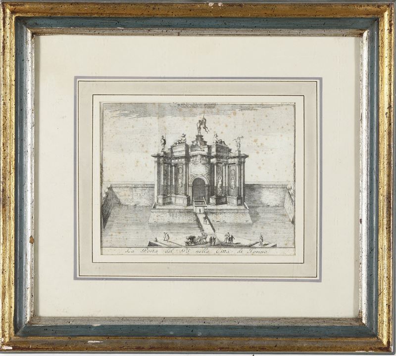 La porta del Po' nella città di Torino  - Asta Stampe Antiche e Moderne - Cambi Casa d'Aste