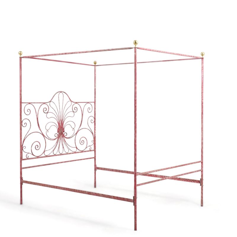 Letto a baldacchino in ferro battuto laccato  - Asta Antiquariato - Cambi Casa d'Aste