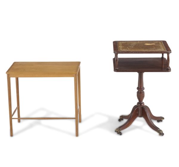 Due tavolini in legni diversi. Uno XIX-XX secolo, l'altro XX secolo