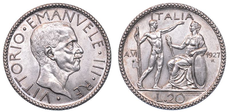REGNO D'ITALIA. VITTORIO EMANUELE III DI SAVOIA, 1900-1946. 20 Lire 1927/A. VI. Littore.  - Asta Numismatica - I - Cambi Casa d'Aste