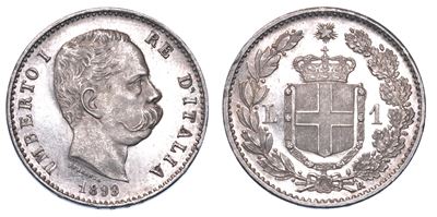 Regno D'italia. Umberto i di Savoia, 1878-1900. Lira 1899. Roma.