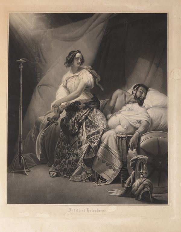 Stampa in cornice raffigurante Giuditta e Oloferne, Francia XIX secolo