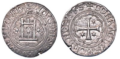 Genova. Gian Galeazzo Maria Sforza, 1488-1494. Testone da 20 Soldi o Lira.
