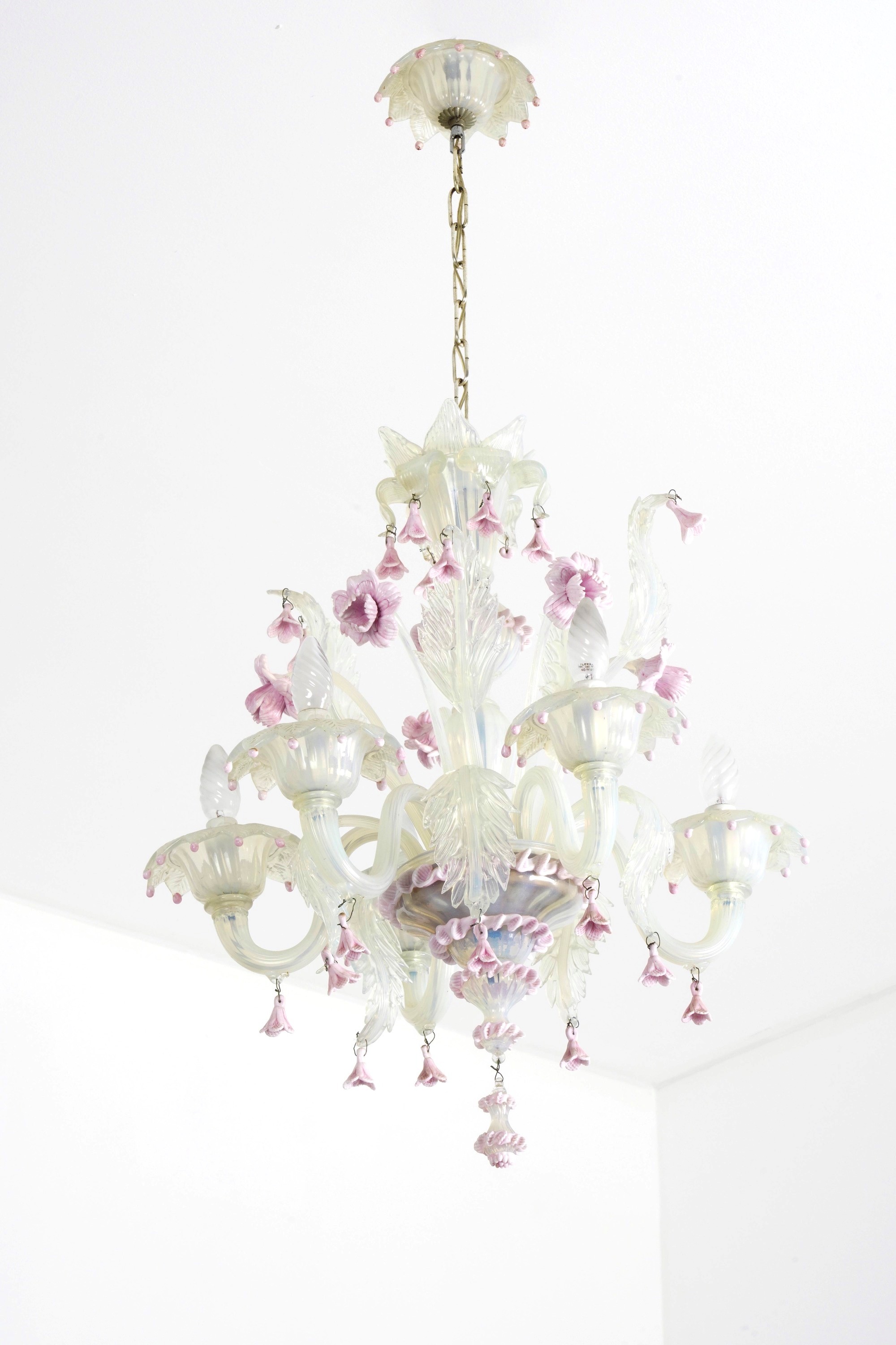 Lampadario in Vetro di Murano a Sei Luci. XX Secolo