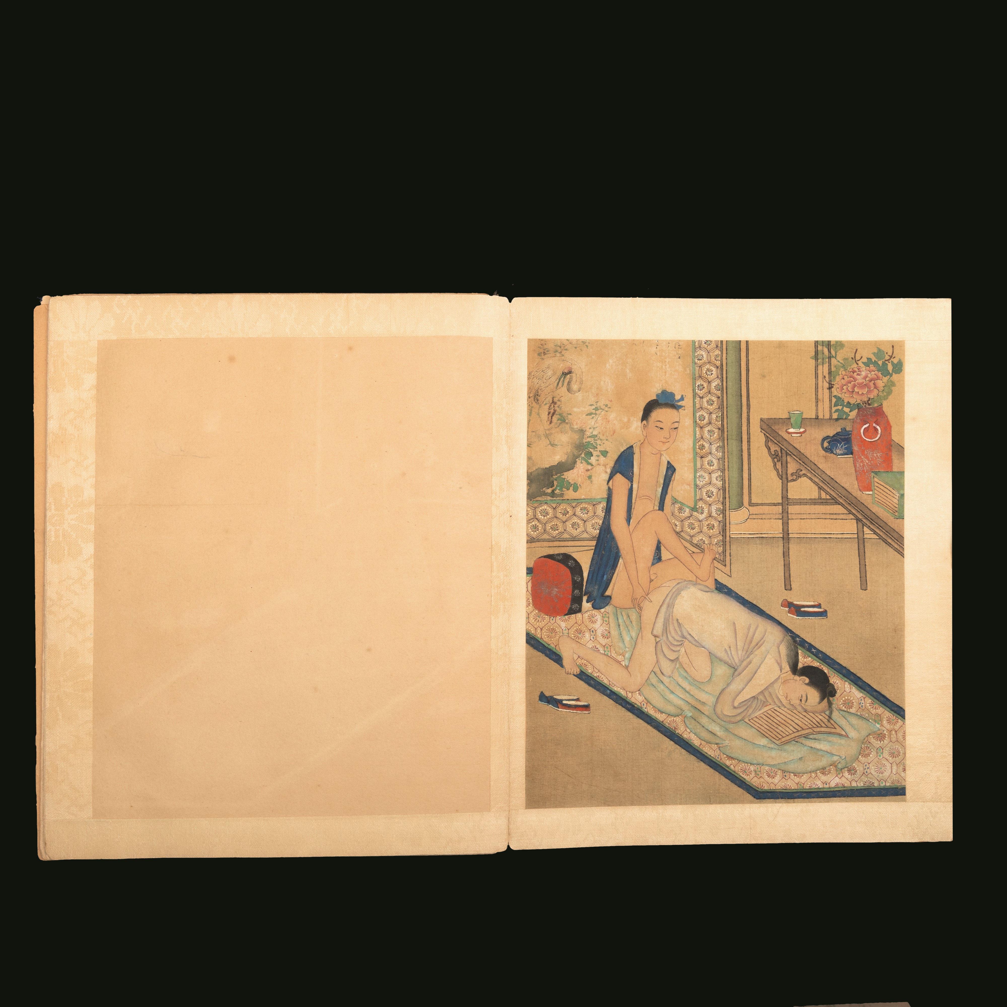 12 Dipinti a Tempera su Seta di Genere Chungong Hua, di Carattere Erotico Omosessuale, Cina, Dina...