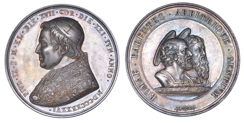 STATO PONTIFICIO. PIO IX (Giovanni Maria Mastai Ferretti), 1846-1878. Medaglia annuale in argento 1846/A. I. Celebrazione dei Santi Pietro e Paolo.  - Auction Numismatics - Medals and popes - II - Cambi Casa d'Aste