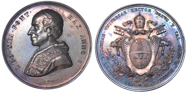ROMA. LEONE XIII (Vincenzo Gioacchino Luigi Pecci), 1878-1903. Medaglia annuale in argento 1878/A. I. Elezione al pontificato.