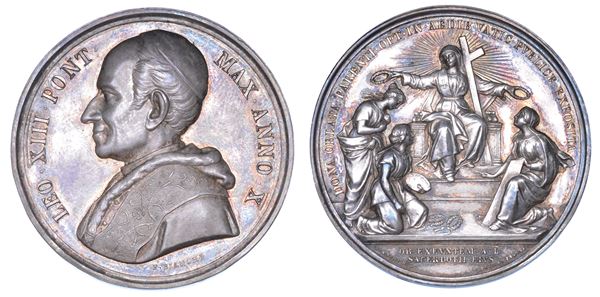 ROMA. LEONE XIII (Vincenzo Gioacchino Luigi Pecci), 1878-1903. Medaglia straordinaria in argento 1887/A. X. 50° anno di Sacerdozio.