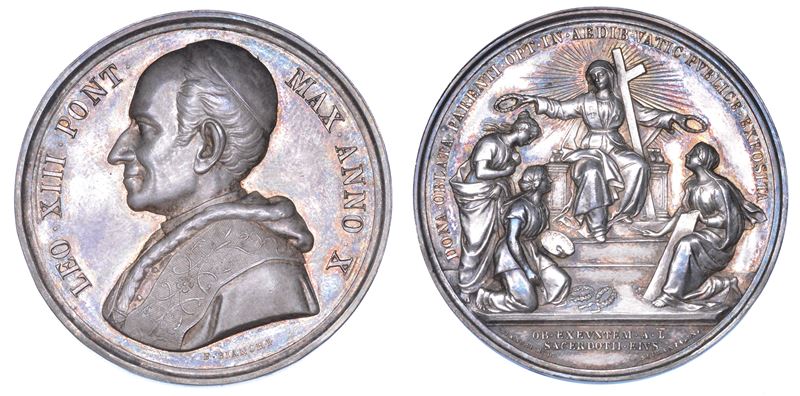 ROMA. LEONE XIII (Vincenzo Gioacchino Luigi Pecci), 1878-1903. Medaglia straordinaria in argento 1887/A. X. 50° anno di Sacerdozio.  - Auction Numismatics - Medals and popes - II - Cambi Casa d'Aste