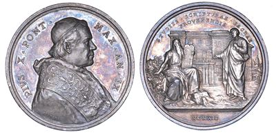 Roma. Pio X (giuseppe Melchiorre Sarto), 1903-1914. Medaglia Annuale in Argento 1911/a. IX. Fonda...