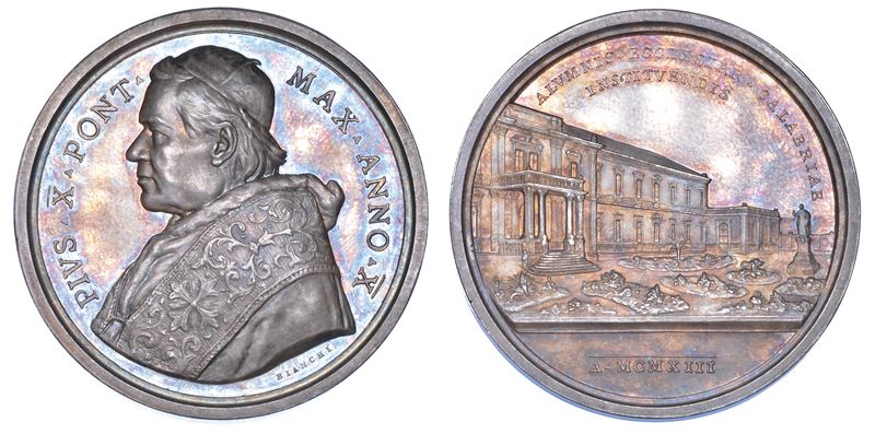 ROMA. PIO X (Giuseppe Melchiorre Sarto), 1903-1914. Medaglia annuale in argento 1913/A. X. Seminario Calabrese in Roma.  - Auction Numismatics - Medals and popes - II - Cambi Casa d'Aste