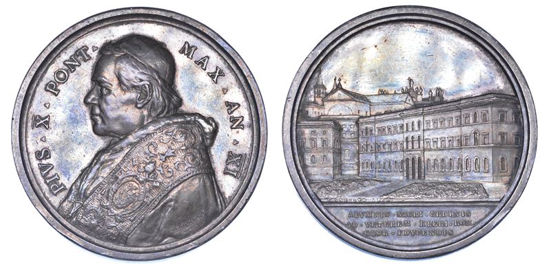 ROMA. PIO X (Giuseppe Melchiorre Sarto), 1903-1914. Medaglia annuale in argento 1914/A. XI. Nuovo Seminario Romano.  - Auction Numismatics - Medals and popes - II - Cambi Casa d'Aste
