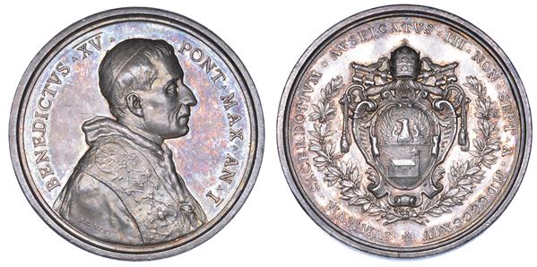 ROMA. BENEDETTO XV (Giacomo della Chiesa), 1914-1922. Medaglia annuale in argento 1914/A. I. Elezione al pontificato.