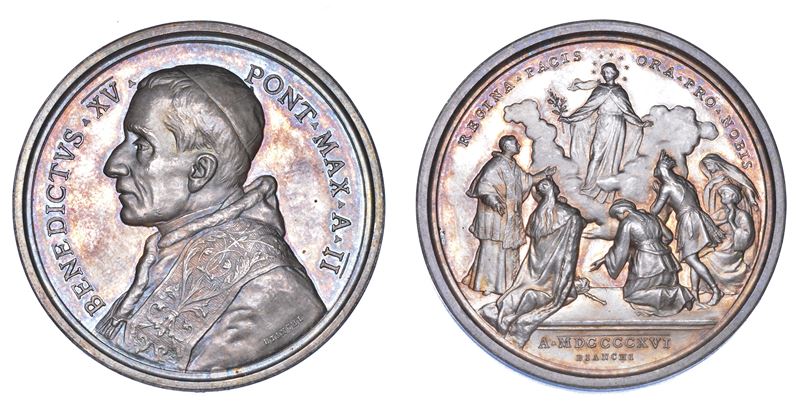 ROMA. BENEDETTO XV (Giacomo della Chiesa), 1914-1922. Medaglia annuale in argento 1916/A. II. Preghiere per la Pace.  - Auction Numismatics - Medals and popes - II - Cambi Casa d'Aste