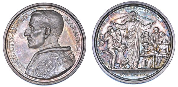 ROMA. BENEDETTO XV (Giacomo della Chiesa), 1914-1922. Medaglia annuale in argento 1919/A. V. La Chiesa Madre dei sofferenti.