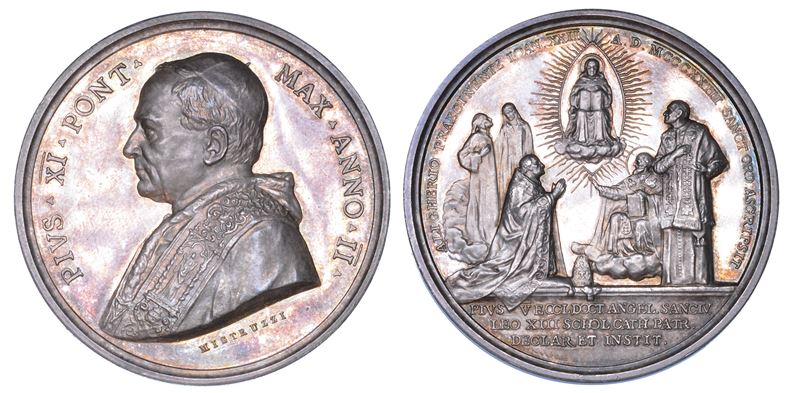 ROMA. PIO XI (Achille Ratti), 1922-1939. Medaglia annuale in argento 1923/A. II. VI centenario della canonizzazione di San Tommaso d'Aquino.  - Auction Numismatics - Medals and popes - II - Cambi Casa d'Aste