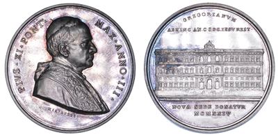 Roma. Pio XI (achille Ratti), 1922-1939. Medaglia Annuale in Argento 1924/a. III. Nuova Sede Dell...