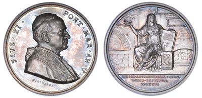 Roma. Pio XI (achille Ratti), 1922-1939. Medaglia Annuale in Argento 1926/ A. V. Fondazione del P...