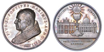 Vaticano. Pio XI (achille Ratti), 1922-1939. Medaglia Annuale in Argento 1929/a. VIII. Concordato...