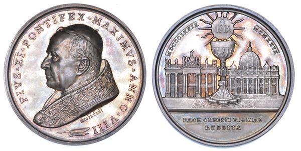 VATICANO. PIO XI (Achille Ratti), 1922-1939. Medaglia annuale in argento  1929/A. VIII. Concordato tra Italia e Santa Sede.