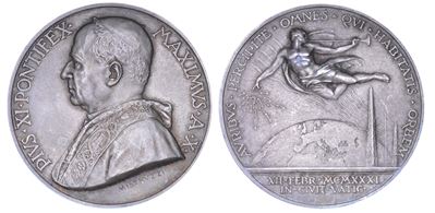 Vaticano. Pio XI (achille Ratti), 1922-1939. Medaglia Annuale in Argento 1931/a. X. Stazione Radi...