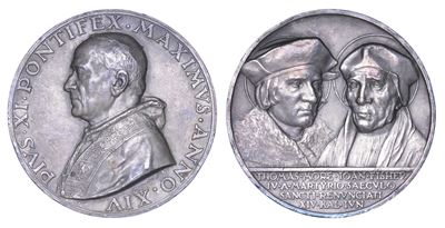Vaticano. Pio XI (achille Ratti), 1922-1939. Medaglia Annuale in Argento 1935/a. XIV. Canonizzazi...