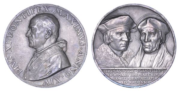 VATICANO. PIO XI (Achille Ratti), 1922-1939. Medaglia annuale in argento 1935/A. XIV. Canonizzazioni del 1935.