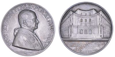 Vaticano. Pio XI (achille Ratti), 1922-1939. Medaglia Annuale in Argento 1936/a. XV. Nuova Sede d...