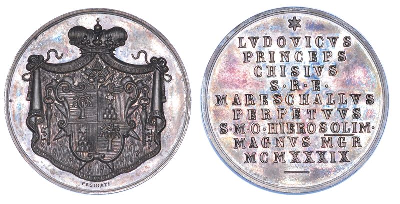VATICANO. SEDE VACANTE 1939 (Maresciallo del Conclave Ludovico Chigi). Medaglia in argento 1939.  - Auction Numismatics - Medals and popes - II - Cambi Casa d'Aste