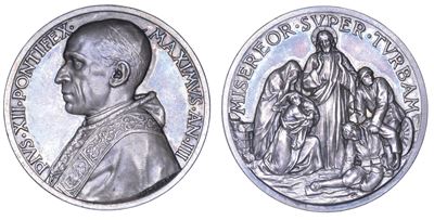 Vaticano. Pio XII (eugenio Pacelli), 1939-1958. Medaglia Annuale in Argento 1941/a. III. Invocazi...