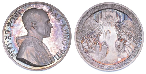 VATICANO. PIO XII (Eugenio Pacelli), 1939-1958. Medaglia annuale in argento 1946/A. VIII. Concistoro del 1946.