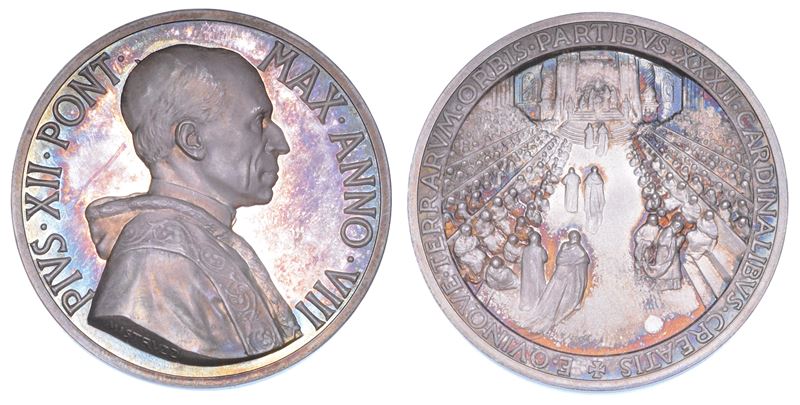 VATICANO. PIO XII (Eugenio Pacelli), 1939-1958. Medaglia annuale in argento 1946/A. VIII. Concistoro del 1946.  - Auction Numismatics - Medals and popes - II - Cambi Casa d'Aste