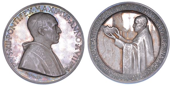 VATICANO. PIO XII (Eugenio Pacelli), 1939-1958. Medaglia annuale in argento 1955/A. XVII. Chiusura dell'Anno Mariano.
