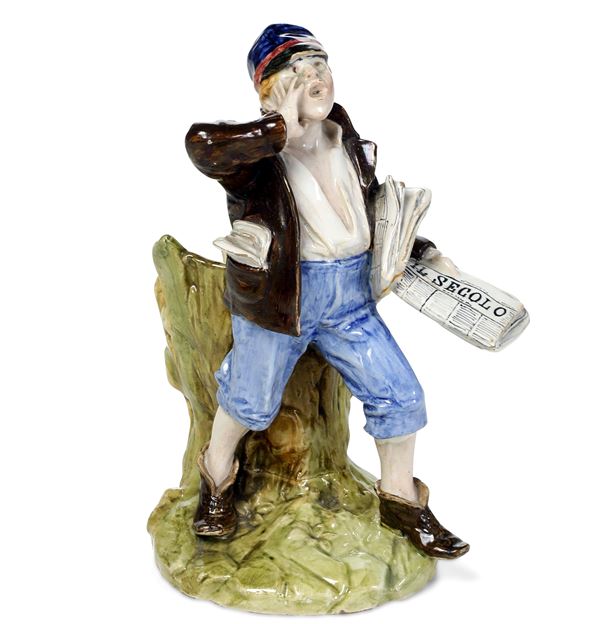 Portafiori venditore di giornali Doccia, Manifattura Ginori, 1888 circa