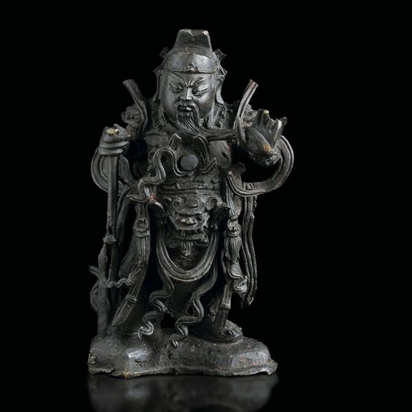 Figura in bronzo raffigurante guerriero, Cina, Dinastia Ming, XVII secolo