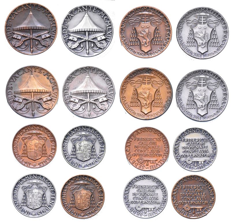 VATICANO. SEDI VACANTI 1958 e 1963. Lotto di otto medaglie.  - Auction Numismatics - Medals and popes - II - Cambi Casa d'Aste