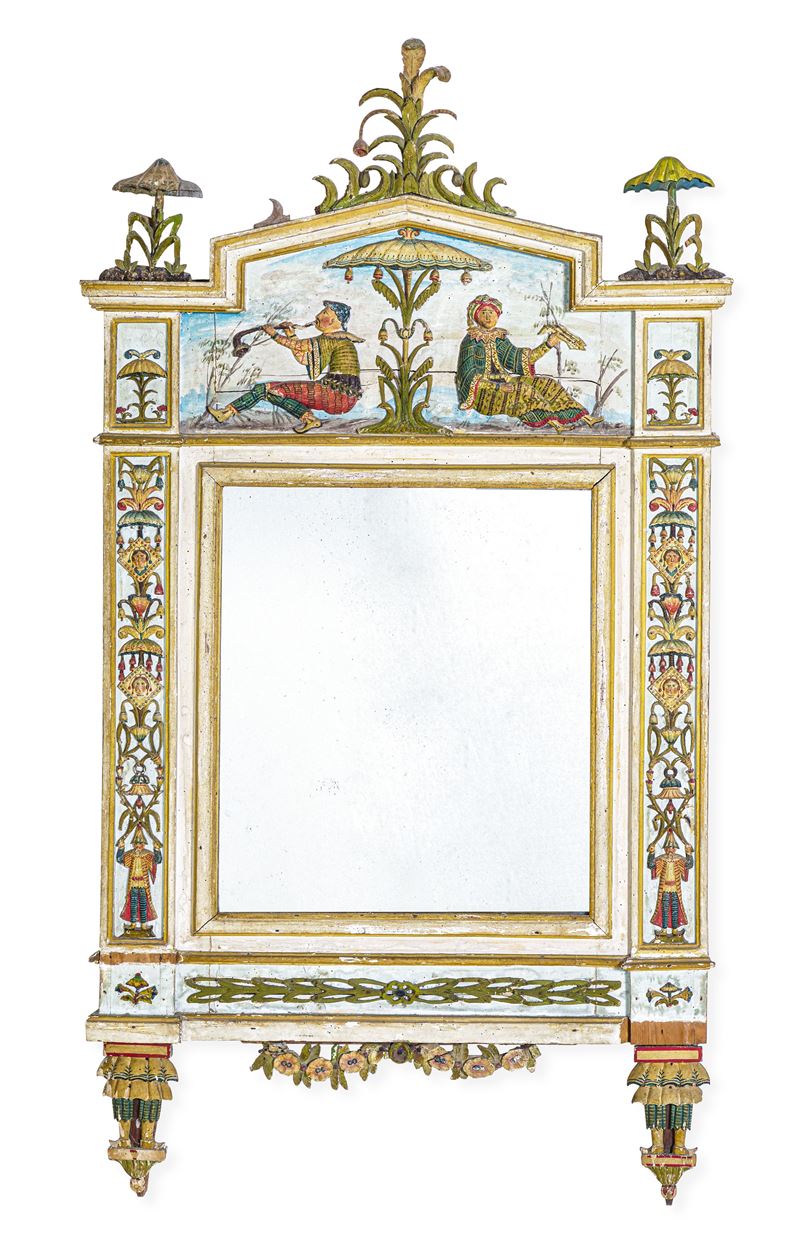 Specchiera in legno dipinto a chinoiserie. Lombardia, fine XVIII - inizio XIX secolo  - Auction Italian Residences - Cambi Casa d'Aste