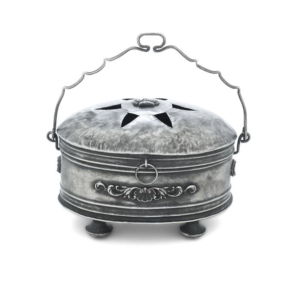 Antico scalda mano in metallo argentato