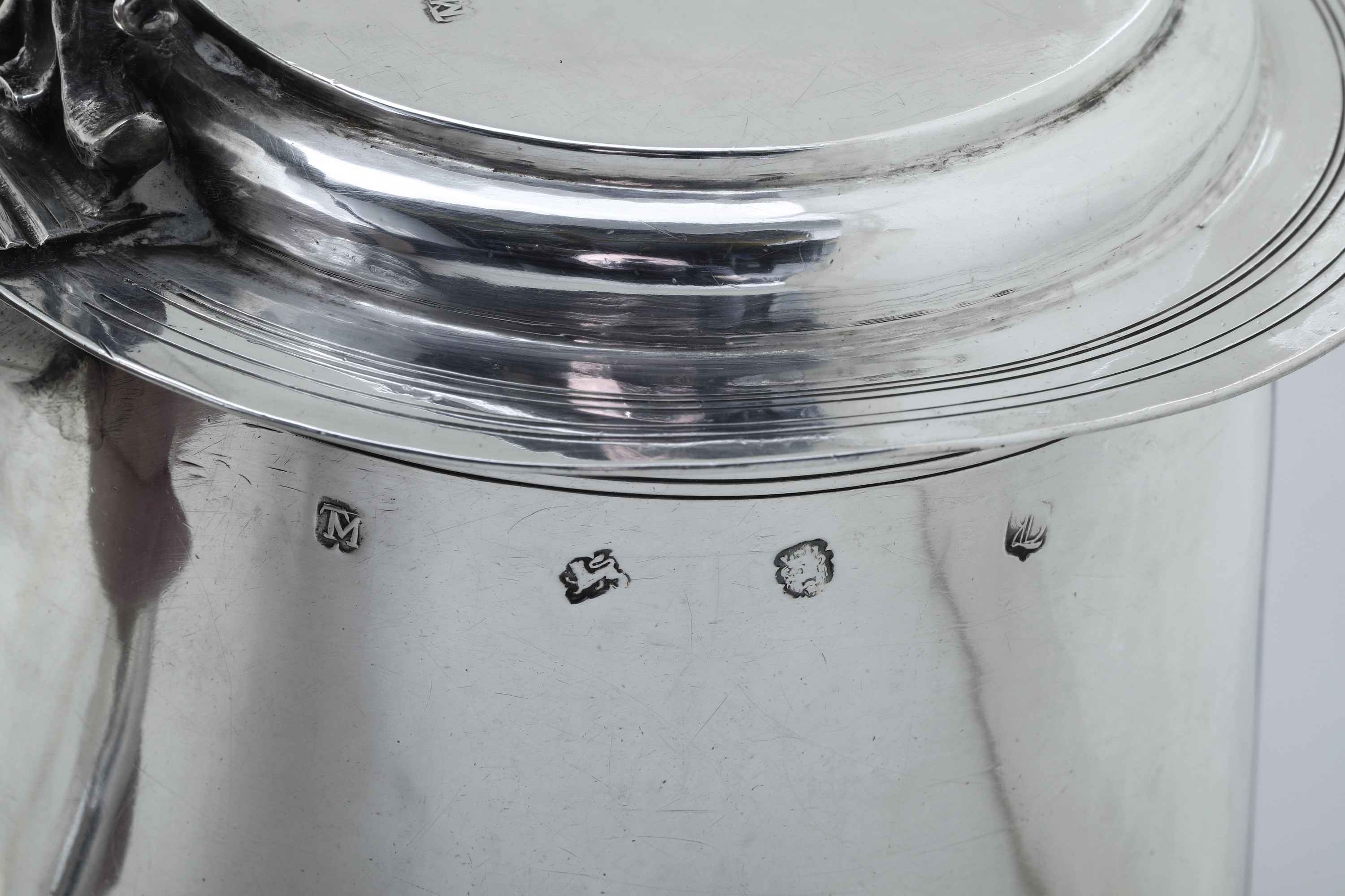 Londra 1661, Marchio Dell'argentiere T M Incrociate a Monogramma (thomas Maundy?) Tankard