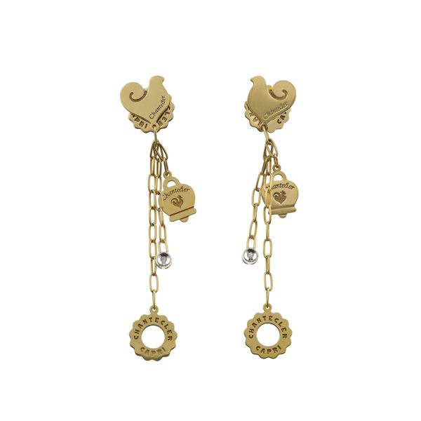 Pair of gold and diamond "Anima" earrings. Signed Chantecler. Fitted case